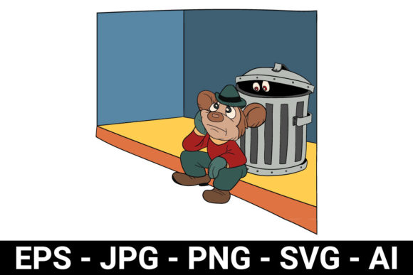 Brooding Cartoon Mouse: A Fresh Graphic Design Asset for Modern Illustrations