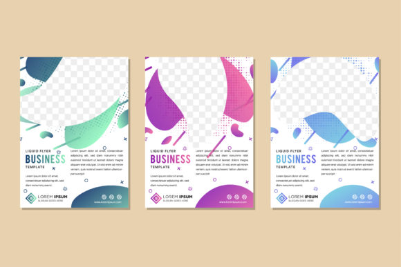 Business Liquid Flyer Bubble Pastel Vert Graphics and Print Templates