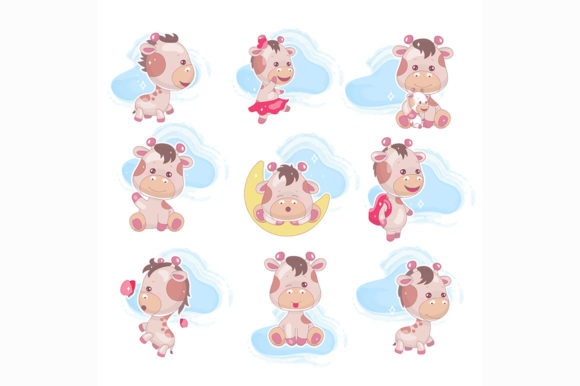 Cute Giraffe Kawaii Cartoon Vector Set Graphics and Illustrations Review