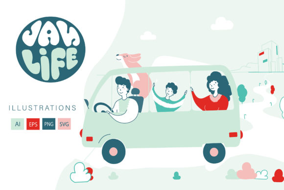 Family Camping - Van Life Graphics and Illustrations Review