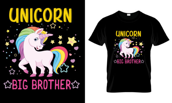 Unicorn Big Brother T-Shirt Graphics for Print Templates